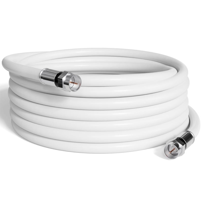 THE CIMPLE CO 75 FT Solid Copper Coaxial Cable - RG6 Coax with Connectors, F81/RF, Digital Coax for Audio/Video, Cable TV, Antenna, Internet, & Satellite - White, 75 Feet (22 Meters) - Image 1